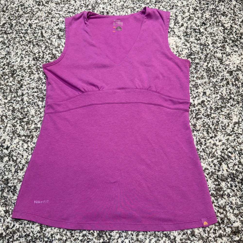 Y2K Nike ACG Tank Top Womens Small Purple V Neck Babydoll‎ Stretch Gorpcore Slim